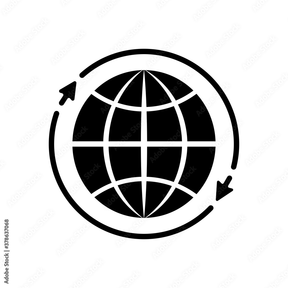Poster globe symbol web icon with mouse pointer arrow sign