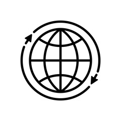 Globe symbol web icon with mouse pointer arrow sign