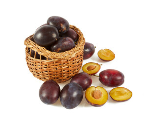 fresh plums isolated on white background