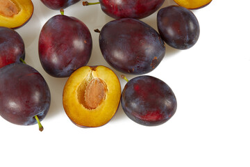 fresh plums isolated on white background
