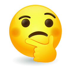 Thinking Pose Emoji Vector art illustration design. Emoticon expression graphic round. Avatar kawaii style.