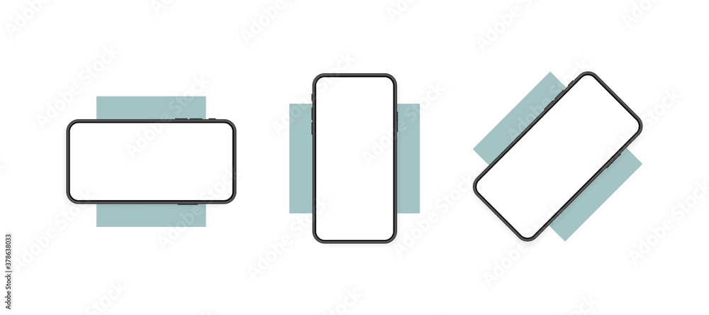 Poster set smartphones blank screen with rotate position. phone mockup. template for infographics, presenta