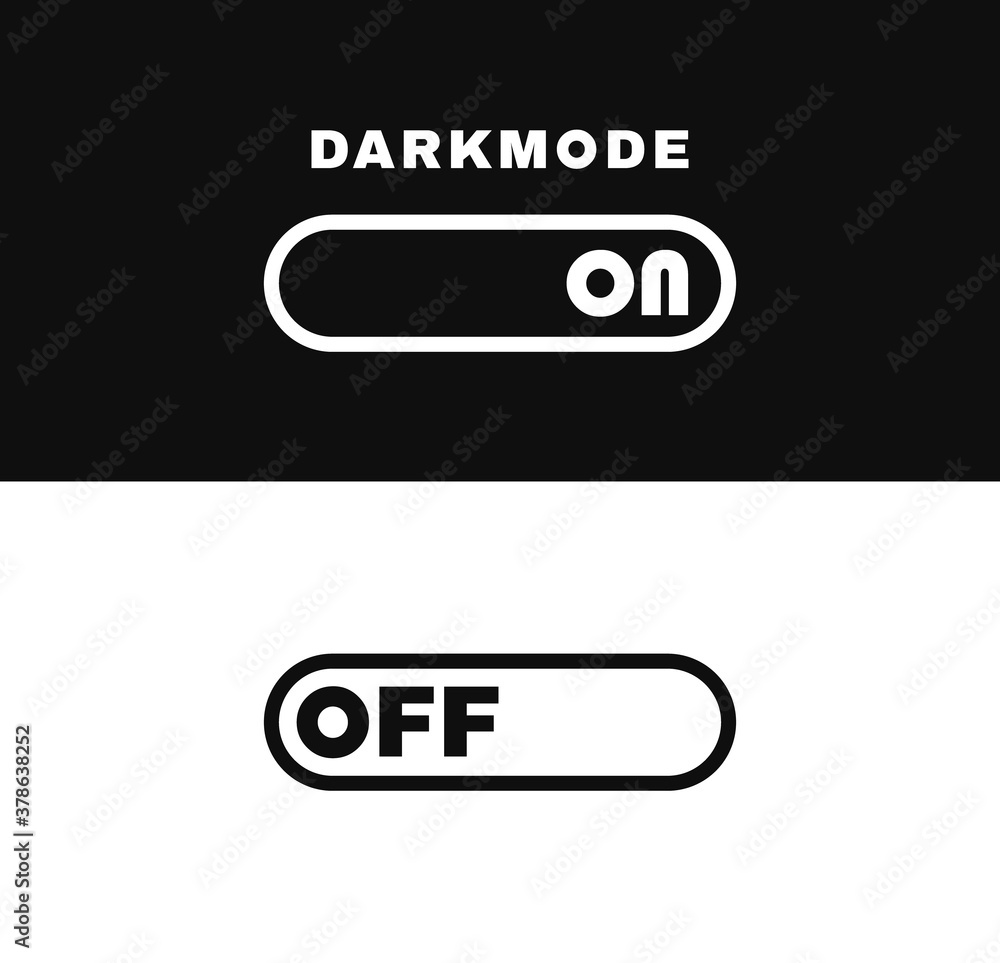 Aufkleber on and off toggle switch buttons. phone dark and light mode. modern flat style vector illustration