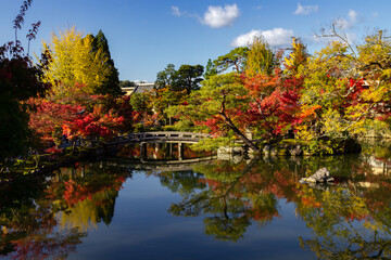 Beautiful multi colored garden in Kyoto (Japan)