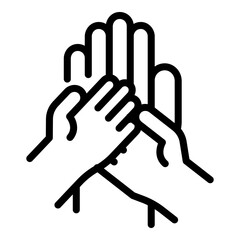 Family moments hands icon. Outline family moments hands vector icon for web design isolated on white background