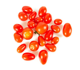 variety of miniature tomatoes isolated on white