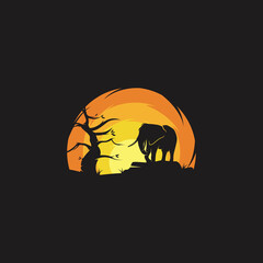 Beauty Elephant in the Sunset logo