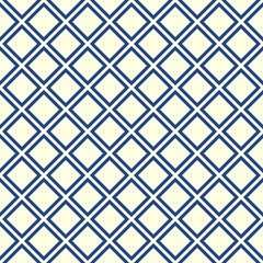 Fototapeta premium Repeated navy rhombuses on white background. Ethnic wallpaper. Seamless surface pattern design with diamonds ornament. Checks motif. Digital paper for textile print, page fills, web designing. Vector