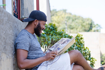 man reading a book