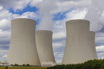 
Nuclear power plant Temelin in Czech Republic Europe. Cloudy sky.