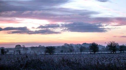Obraz premium A frosty morning, at sunrise, in the beautiful Peak District