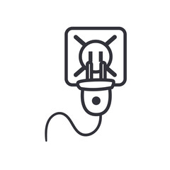 plug and power outlet line style icon vector design
