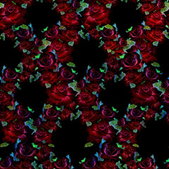 Roses. Watercolor drawing.Decorative composition on a watercolor background. Floral motifs....