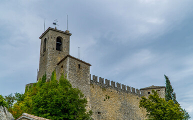 San Marino fortress with tower and wall