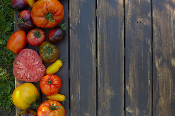 assortment of tomatoes on brown wooden surface