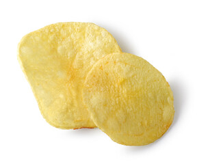 potato chips on white background