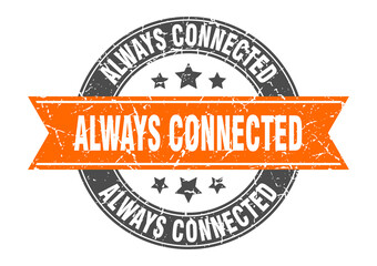 always connected round stamp with ribbon. label sign