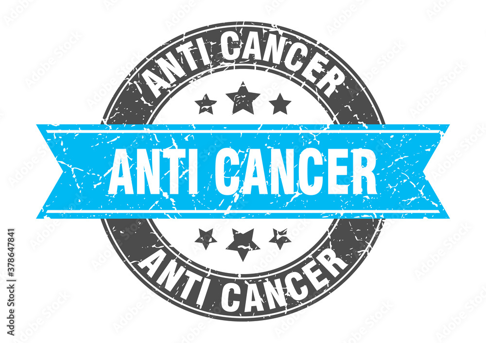 Wall mural anti cancer round stamp with ribbon. label sign