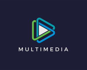 minimal multimedia logo template - vector illustration