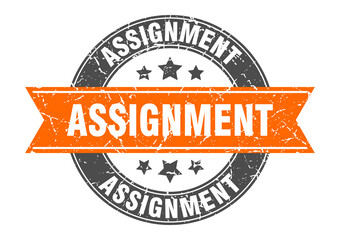 assignment round stamp with ribbon. label sign