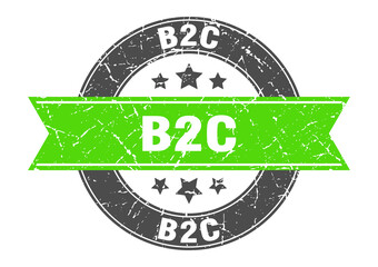 Fototapeta premium b2c round stamp with ribbon. label sign