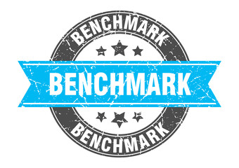 Obraz premium benchmark round stamp with ribbon. label sign