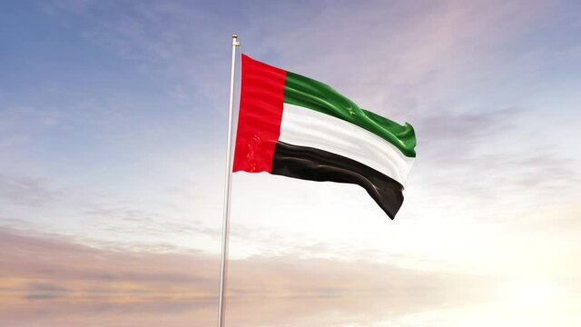 United Arab Emirates Flag With Air Force. 