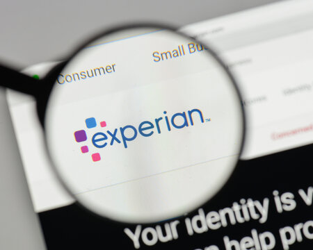 Milan, Italy - August 10, 2017: Experian logo on the website homepage.