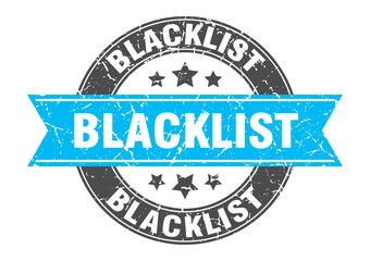 blacklist round stamp with ribbon. label sign