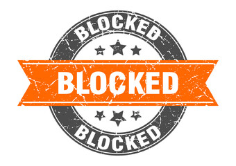 blocked round stamp with ribbon. label sign