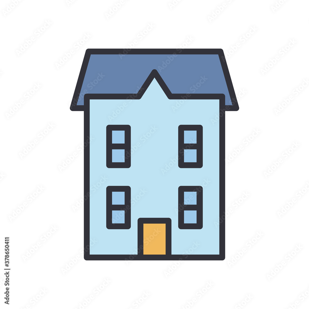 Poster house line and fill style icon vector design