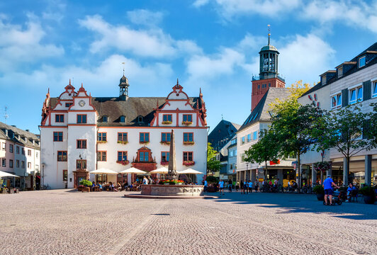 Darmstadt, Marktplatz - market square on a sunny day in summer