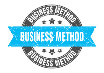 business method round stamp with ribbon. label sign