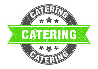 catering round stamp with ribbon. label sign