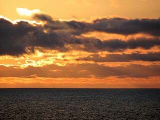 Orange Yellow Colors of Sunset Along the Inside Passage  Alaska
