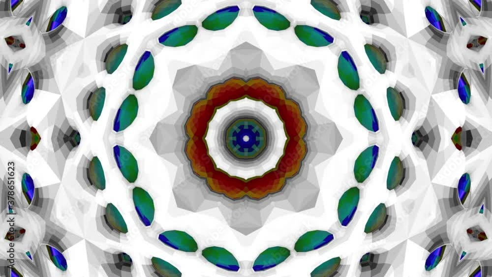 Poster 3d looped kaleidoscope background. abstract animation patterns. 3d render