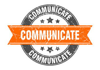 communicate round stamp with ribbon. label sign