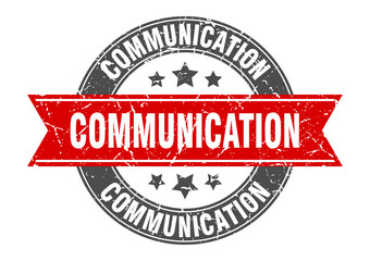 communication round stamp with ribbon. label sign