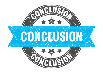 conclusion round stamp with ribbon. label sign