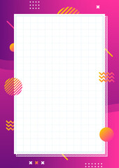 Colorful gradient Memphis style background in A4 Scale. Abstract creative wallpaper. Template for prints, posters, or banner with copy space for text. Modern art vector graphic design illustration.