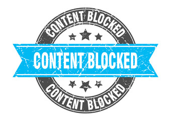 content blocked round stamp with ribbon. label sign