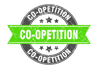 co-opetition round stamp with ribbon. label sign