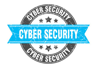 Obraz premium cyber security round stamp with ribbon. label sign