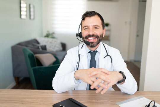 Screenshot of doctor on a video call