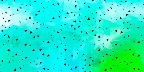 Light blue, green vector abstract triangle template.