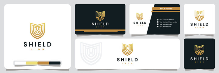 lion shield, safety , with gold color , logo design inspiration © dhulpikir