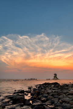 The Scenic Amaharashi Coast at Sunset in Toyama, Japan