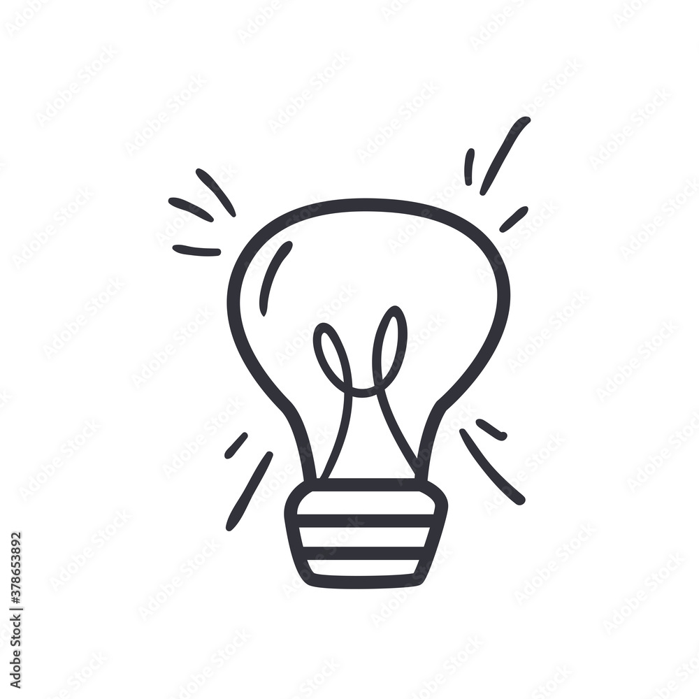 Poster light bulb line style icon vector design
