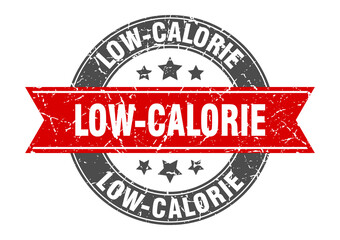 Obraz premium low-calorie round stamp with ribbon. label sign