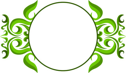 Vector Design of a Green Leaf Ornament Circle Frame with a Nature Theme